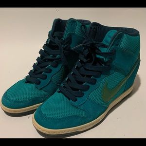 NIKE Womens Green Turquoise DUNK SKY HI 644877-300 Hidden Wedge Shoes Green 8